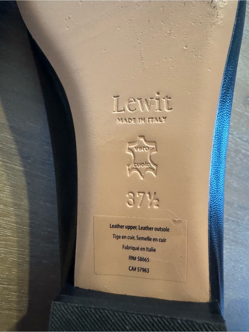 Lewit Black Genuine Leather Rounded Toe Ballet Flats - Made in Italy - Picture 10 of 11